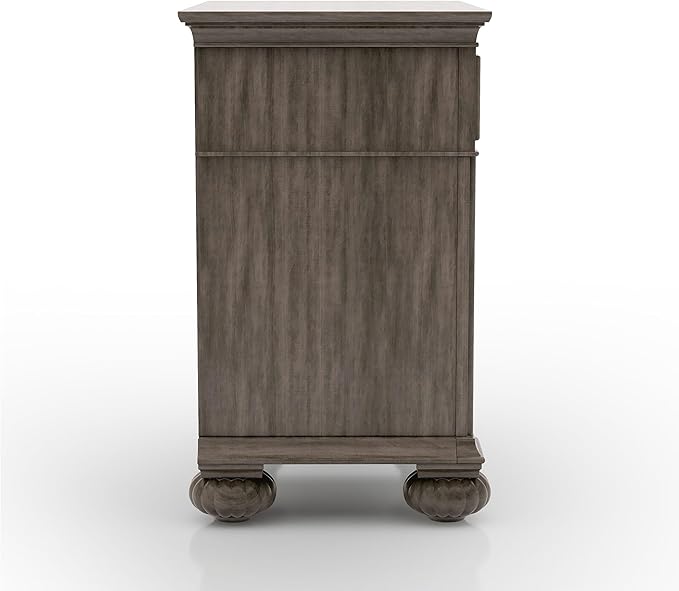 Furniture of America Malierd Traditional Wood 6-Piece Bedroom Set, Panel Queen-Size Bed, 3-Drawer Nightstands, Chest, Dresser and Mirror, Box Spring Required for Bedroom, Gray