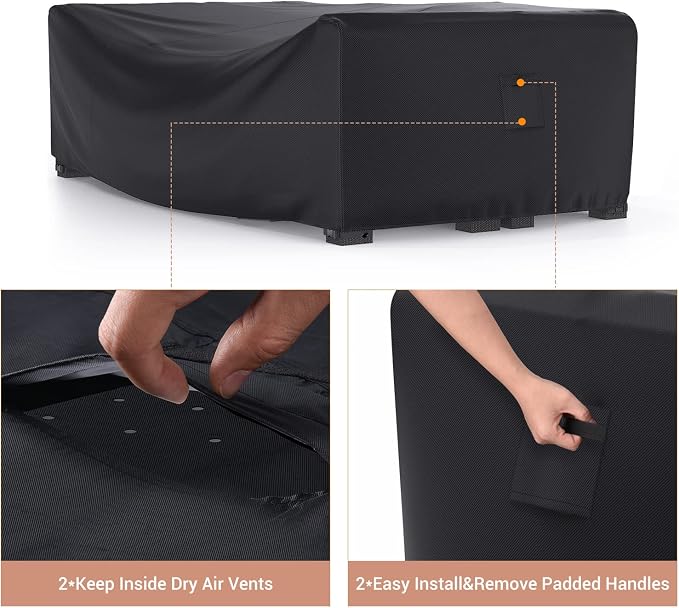 Patio Furniture Set Cover Waterproof, Mrrihand Outdoor Sectional Sofa Set Cover Heavy Duty 600D Table and Chair Set Cover 111" L× 74" W× 28.3" H - Image 3