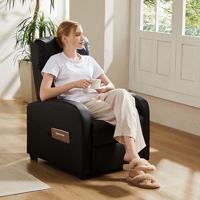 Sweetcrispy Massage Recliner Chair for Adults, Adjustable Home Theater Seating with Lumbar Support for Living Room, Modern Fabric Reclining, Grey