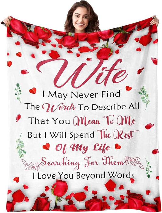 Mothers Day Blanket Gifts for Wife from Husband - Anniversary Wedding Gift for Women - Wives Birthday Gift Ideas - Romantic I Love You Present for Her - to My Wife's Blanket 50"x60"