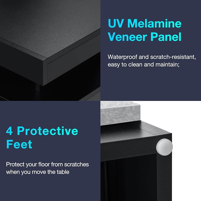 HOMMPA Nightstand with Charging Station and LED Light, Smart Nightstand with USB Port & Wireless Charging, Modern Night Stand with 2 Drawer, Concrete Grey Matte Beside Table for Bedroom - Image 7