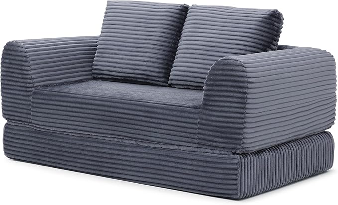 Foldable Boneless Love Seat Couches in a Box, Modern Floor Foam Sleeper Sofa Bed 2-in-1 Convertible Cloud Sofa for Home Apartments Bedroom