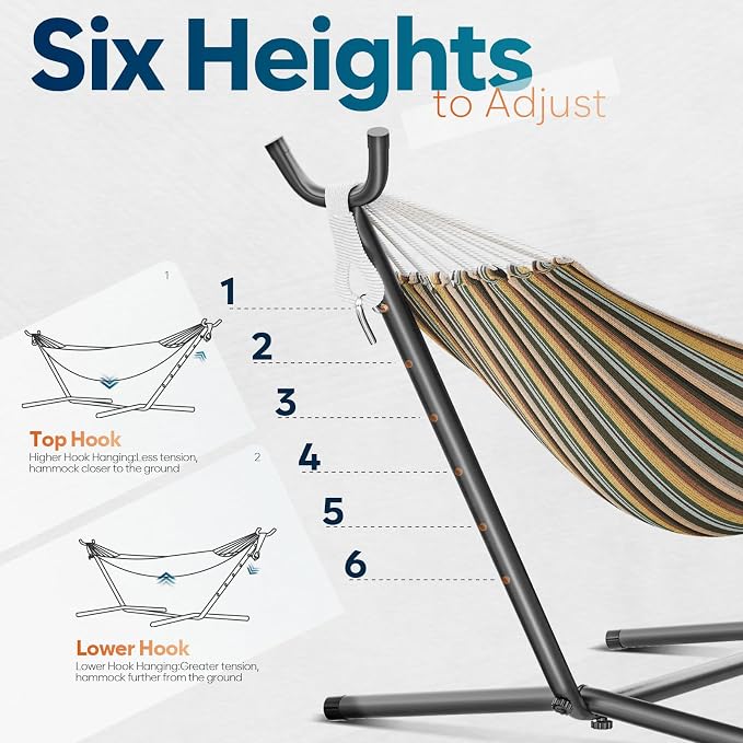 Hammock with Stand for Outside, 600lbs Portable Hammock with Steel Frame for 2-Person Outside Patio, Heavy Duty, Easy Assembly - Image 3