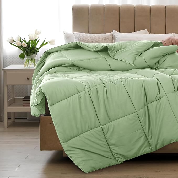 LUX Décor Twin Comforter – 92x68 Ultra-Soft Down Alternative Duvet Insert with Corner Tabs & Box Stitching, Hotel Quality Plush Microfiber Bedding, Oeko-TEX Certified - Sage