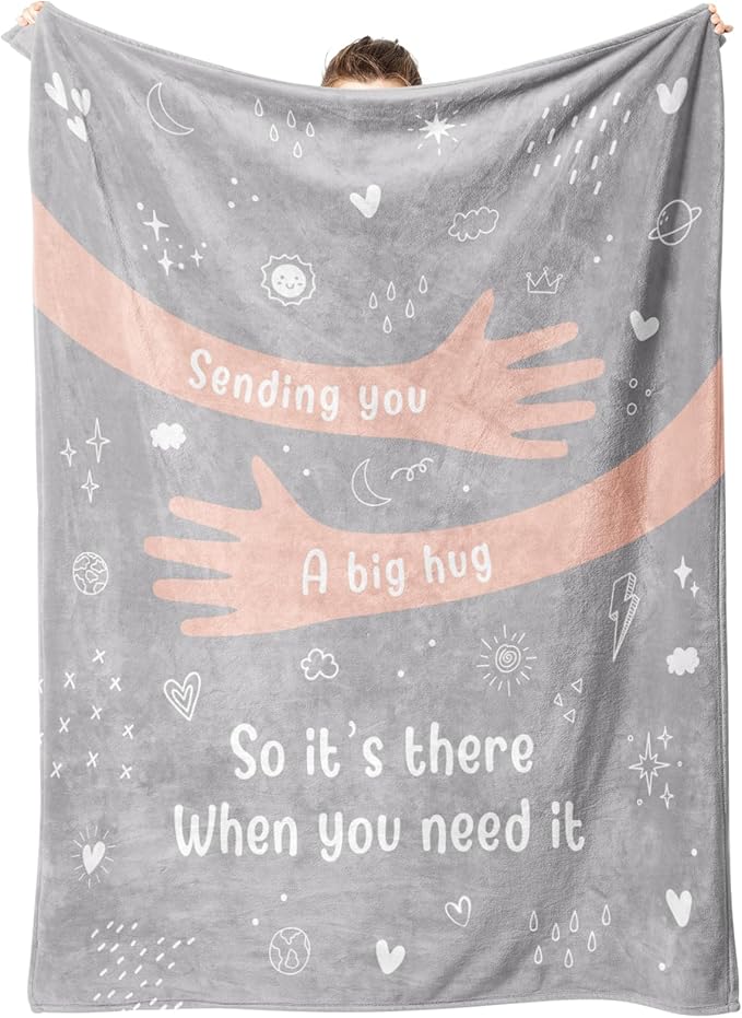 Afterprints Get Well Gifts for Women Men, Hug/Healing Blanket, Thinking of You/Cancer Care/Sympathy/After Surgery Gifts for Friends, Sister, Coworkers, Soft Throw Blankets 50'' x 60''