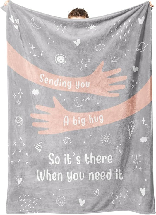 Afterprints Get Well Gifts for Women Men, Hug/Healing Blanket, Thinking of You/Cancer Care/Sympathy/After Surgery Gifts for Friends, Sister, Coworkers, Soft Throw Blankets 50'' x 60''