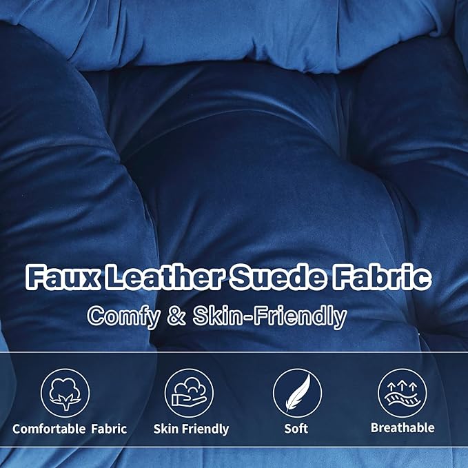 Lazy Chair with Ottoman, Modern Accent Chair Sofa Chair with Armrests, Reading Chair and Folding Footstool for Living Room, Bedroom, Office, Royal Blue