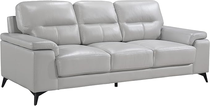 Lexicon Danica Top Grain Leather 2-Piece Living Room Sofa Set, Silver Gray