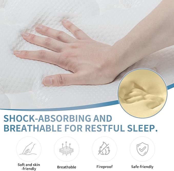inight Twin Hybrid Mattress 12 Inch, Fresh-Sleep Tech with Nebulign Foam, Medium Firm Cooling Airflow for Pressure Relief, Fiberglass Free, CFR 1633 Compliant
