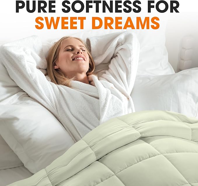 Cheer Collection Down Alternative Comforter - Ultra-Soft & Cozy Twin Size Duvet Insert, Lightweight Down Comforter for All-Season Warmth, Plush Bedding Twin Comforter, Sage Green