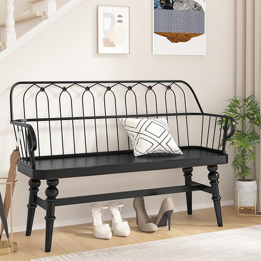 DIBRATY Entryway Bench,Spindle Back Wooden Dinning Bench, Farmhouse Foyer Bench for Entryway, Living Room, Dinning Room, Mudroom by DIBRATY