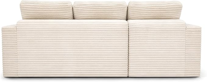 Eafurn 105" L-Shaped Boneless Modular Sectional Sofa with Movable Ottoman, Comfy Corduroy Floor Couch with Deep Seat and Tufted Seat, Flexible Module Combination for Living Room, No Assembly | Deep Seat, Wider Armrest, Free Combination, Tufted