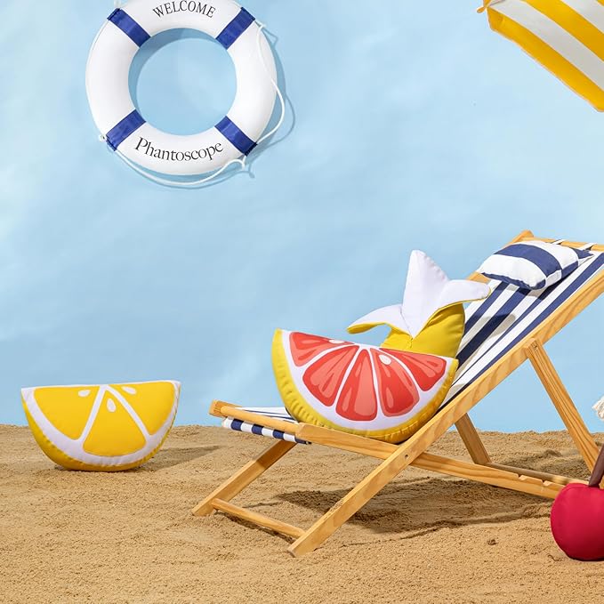 Phantoscope Fruit Outdoor Shaped Pillow Series Banana Shaped Waterproof Outdoor Throw Pillow with Leather Decorative, Cushions for Fun Home Decor for Patio, Pool, Yellow, 20.5 x 6.5 inches