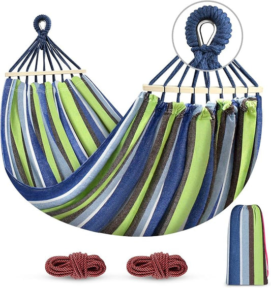 MOSFiATA Hammocks Portable Camping Hammock Upgraded 550lb Comfortable Fabric Hammock with Two Anti Roll Balance Beam and Sturdy Tree Straps for Camping, Patio, Backyard, Outdoor （Light Green） by MOSFiATA