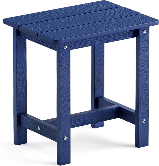 LUE BONA Outdoor Side Table, HDPS Small Outdoor Table, Adirondack Side Table, Outside End Table for Patio, Porch, Deck, Pool, Weather Resistant/Easy Maintenance/Indoor or Outside Use, Navy by LUEBONA