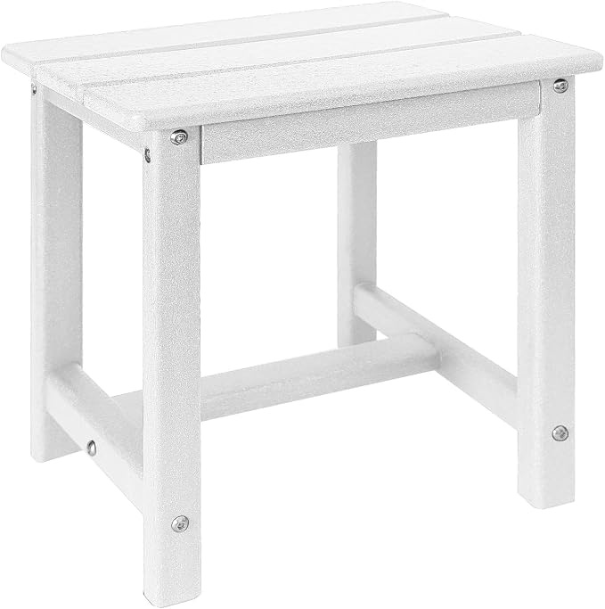 GARDENSTAR Adirondack Square Side Table,one-Tier Outdoor end Table, Patio Side Table for Pool,Porch,Backyard,Relaxing Companion (White) by GARDENSTAR