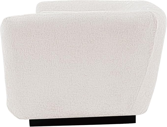 Manhattan Comfort Ulka 96-Inch Contemporary Boucle Sofa for Living Room with Premium Pine Wood Frame, Metal Base, High-Density Foam Padding & 2 Bolster Pillows, Cream