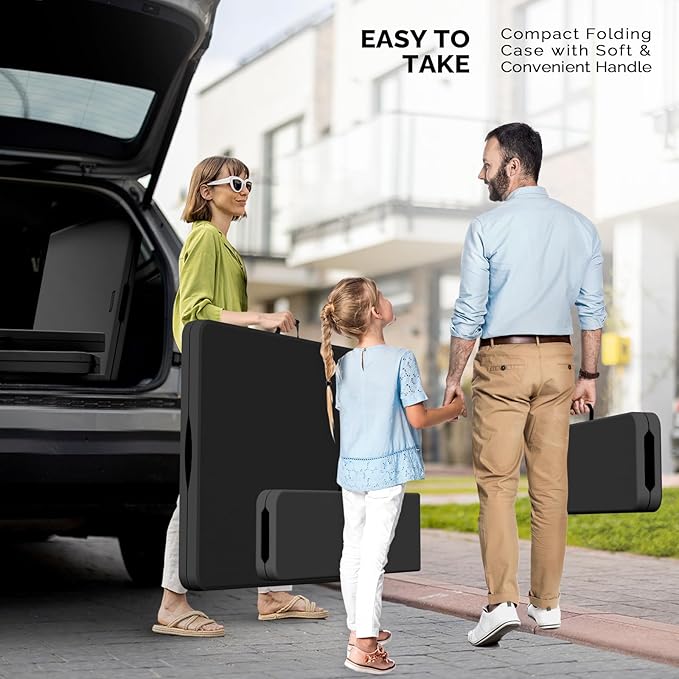 VINGLI Picnic Table Set with 2 Benches, 6 Feet Camping Table Chair Set, 3-Piece Folding Furniture for Indoor or Outdoor Use, Tree Patterned HDPE Tabletop, Black - Image 3