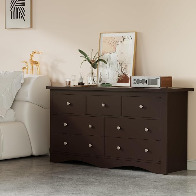 Furmax Dresser for Bedroom, 7 Wood Dresser, Chest of Drawers, for TV up to 65 inch, TV Stand Storage Chest of Drawers for Hallway Entryway (Brown) - Image 7