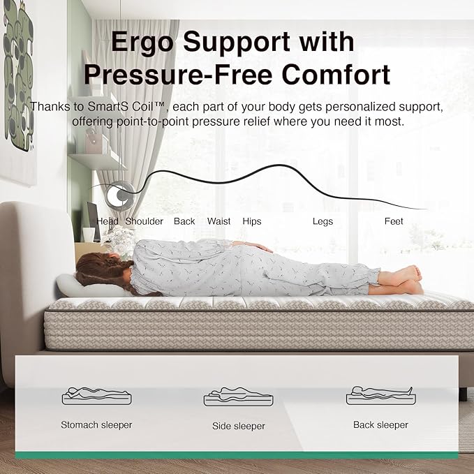Novilla 8 Inch Twin Mattress, Hybrid Twin Size Mattresses with BioAir Comfort Foam for Pressure Relief, Medium Plush Colchones with Innerspring CertiPUR-US Certified for Kids Mattress in a Box