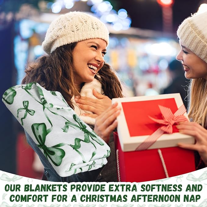 Buryeah Green Bow St. Patrick's Day Throw Blanket St. Patrick's Day Gifts Preppy Blanket Coquette 50" x 60" Flannel Soft Cute Bow Lightweight Aesthetic Room Decor for Women Friends for Sofa Couch Bed