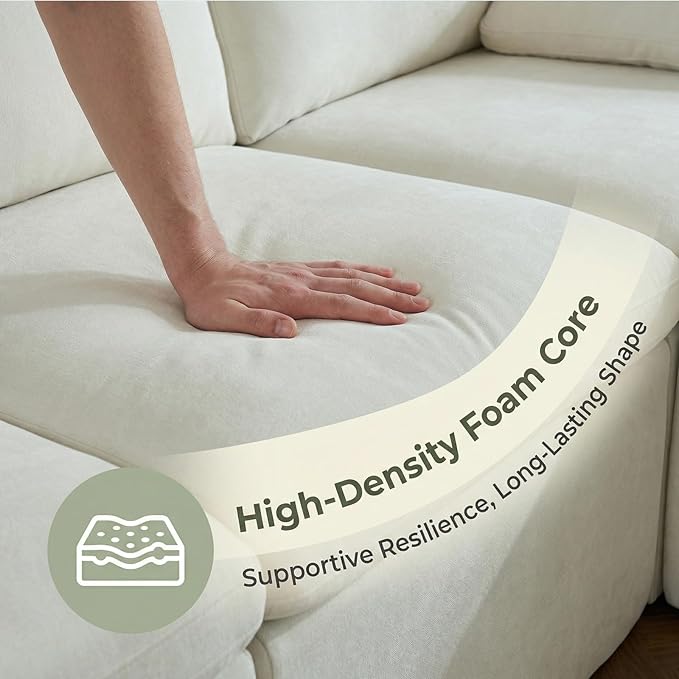 108'' Boneless Sectional Couch Cloud Sofa with Ottoman, Modular Memory Foam Couches for Living Room, Large L Shaped Modern Beige 3 Seater Floor Sofa Set, No Assembly, Comfy Deep Seats | Adjustable Backrest, Deep Seat, High-Resilience Foam, Breathable M...