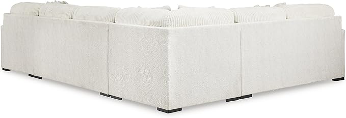 Signature Design by Ashley Chessington Modern U-Shaped Anti Sag 4-Piece Sectional with Chaise, Reversible Seat Cushions and 9 Accent Pillows, White