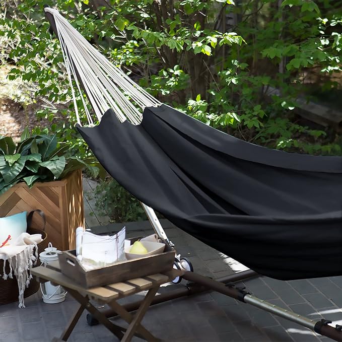 ANYOO Cotton Hammock Portable Camping Hammocks for Hanging Sturdy Garden Comfortable Fabric Hammock with Tree Straps Up to 660lbs with Travel Bag for Camping Outdoor/Indoor Patio Backyard - Image 7
