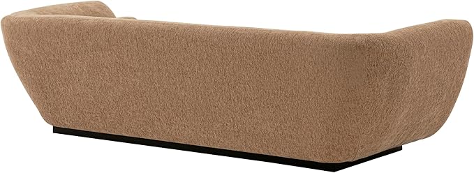 Manhattan Comfort Ulka 96-Inch Contemporary Boucle Sofa for Living Room with Premium Pine Wood Frame, Metal Base, High-Density Foam Padding & 2 Bolster Pillows, Light Brown