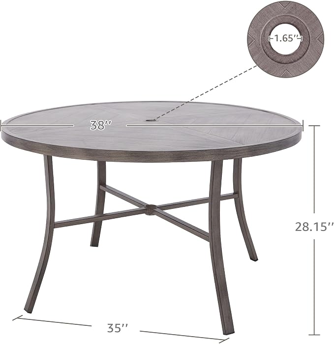 NATURAL EXPRESSIONS 5-Piece Outdoor Patio Dining Set, 4pcs Patio Swivel Rocking Chairs and 38’’ Round Dining Table with 1.65’’ Umbrella Hole - Image 8