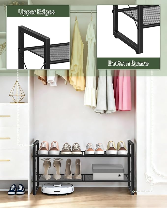 CHOEZON Shoe Rack, 2-Tier Shoe Rack for Closet, Metal Shoe Storage Organizer, Shoe Rack for Entryway, Shoe Shelf with Adjustable Feets, for Entryway, Hallway, Living Room, Bedroom, Black TXJ12BB - Image 8