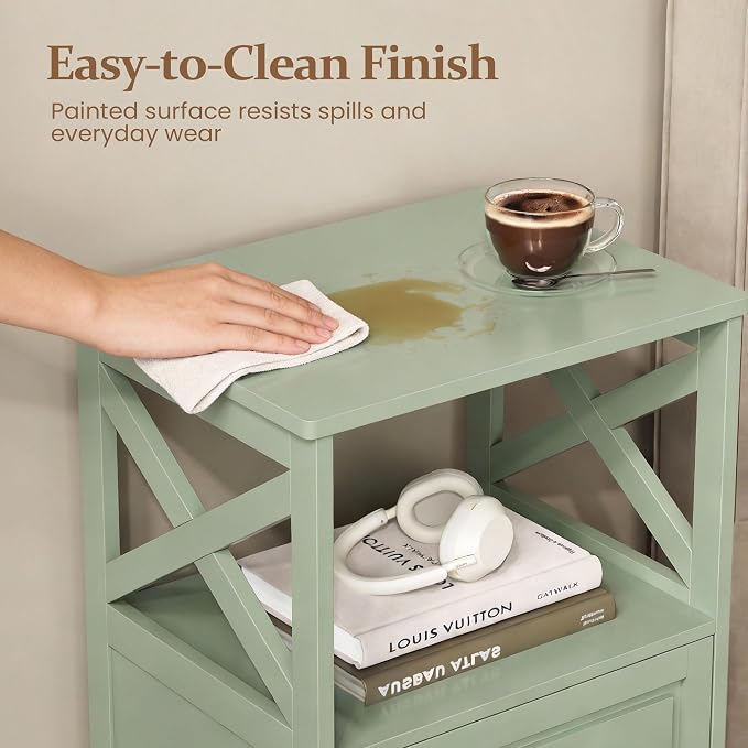 RoyalCraft 30" Tall Nightstand, Modern Painted Bedside Table with 2 Drawers and Open Shelf, Wood Side Table for Bedroom, Home Office, Green-Open Shelf Above, Set of 1 - Image 4
