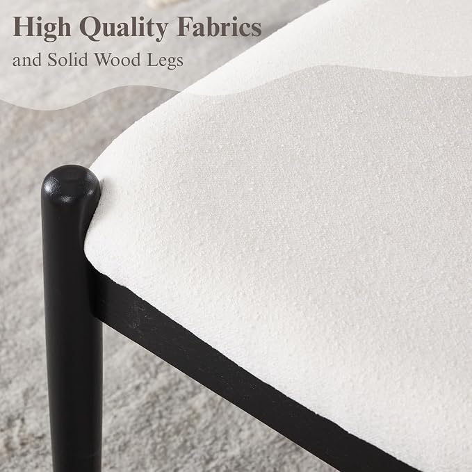 DUOMAY 55'' Modern Ottoman Bench, Chenille Upholstered Entryway Bench Bedroom Bench with Wood Legs, End of Bed Bench for Bedroom, Living Room, Corners, Kitchen, White - Image 7