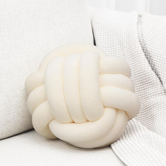 Petrella Knot Pillow Ball Round Throw Pillows Home Decor Cushion Decorative Aesthetic Throw Pillows，White 13inch