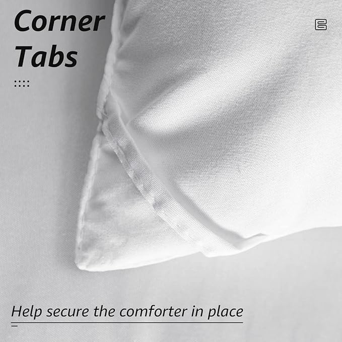 HYLEORY All-Season King Size Bed Comforter - Cooling Goose Down Alternative Quilted Duvet Insert with Corner Tabs - Winter Warm - Machine Washable - White