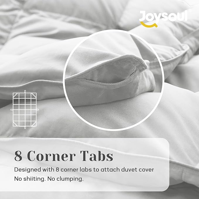 Joysoul King Size Down Comforter - All Season Ultra Soft Goose Down & Feather Fiber Fill, Luxury Hotel Light Gray Duvet Insert with Corner Tabs (104" X 88")