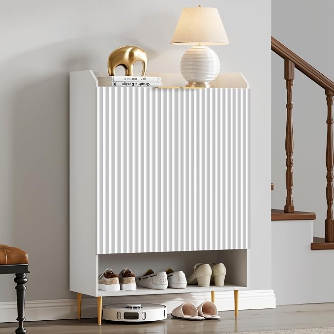 SICOTAS Shoe Cabinet Set of 3-7-Tier Large Shoe Storage Cabinet, 50.7" Tall Entryway Shoe Cabinet Storage with Adjustable Shelves for Entryway Hallway Living Room Front Door, White - Image 9