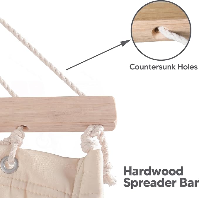 SUNCREAT Hammocks Extra Large Double Hammock with 12 ft Stand, 475lbs Capacity, Outdoor Portable Hammock with Hardwood Spreader Bar, Extra Large Pillow, Beige - Image 6