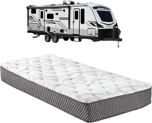 WanderRest Cool Hybrid 10” RV Mattress, Twin XL 38x80, Medium, Cooling Gel Memory Foam & Pocketed Coil Mattress for RV, Camper, or Travel Trailer, Made in USA
