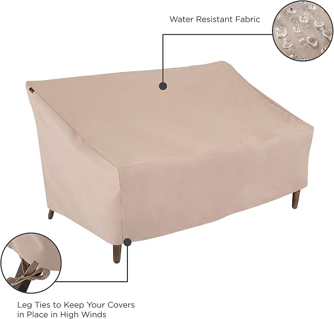 Modern Leisure Chalet Patio Loveseat Cover - Weather-Resistant Fabric - Outdoor Furniture Protection Perfect for Patio, Deck, and Porch - 66" L x 40" W x 39" H - Beige - 1-Pack - Image 3