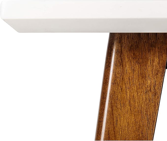 Madison Park Parker End Tables-Solid Wood, Two-Tone Finish with Lower Storage Shelf Modern Mid-Century Accent Living Room Furniture, Medium, Off-White/Pecan