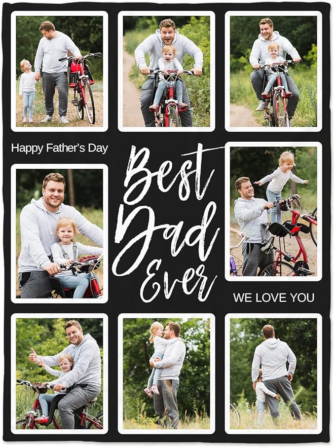 inkArts Custom Blankets with Photo, Personalized Photo Blankets Fathers Day Personalized Gifts for Dad from Daughter Son Customized Blanket with Picture