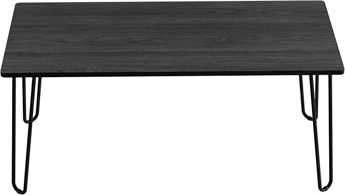 Lavish Home Coffee Table with Hairpin Legs - Modern Industrial Style Home Decor - Woodgrain-Look and Steel Accent Living Room Furniture (Black)
