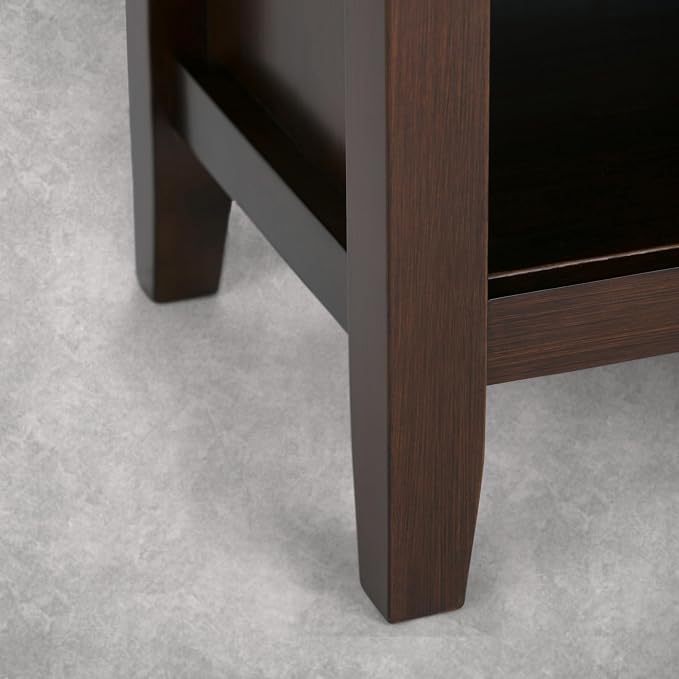 SIMPLIHOME Artisan Bedside Table - 24 inch Wide Solid Wood Nightstand Table in Autumn Brown, Contemporary Side or End Table with 1 Drawer, Open Shelf Storage and Bronze Knobs - Image 7