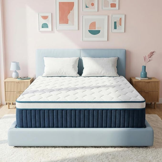 inight 14 Inch Full Size Hybrid Mattress in a Box, Medium Firm Supportive Nebulign Foam & Individual Pocket Springs, Motion Isolation, Fiberglass Free, CFR 1633 Compliant