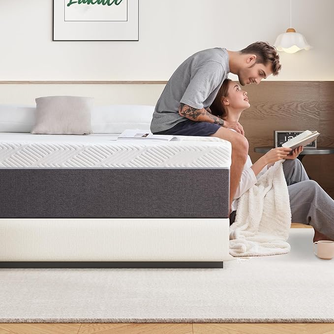 Lukace 12 Inch Queen Mattress No Fiberglass Gel Memory Foam Mattress for Back Pain, Relieve Pressure with Medium Firm Support & Motion Isolation, Certified Safe Materials, 80" L x 60" W
