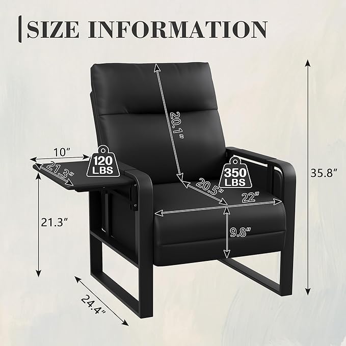 Upholstered Living Room Chair Armchair Set of 2, Mid Century Faux Leather Metal Accent Chair, Reception Couch Slipper Club Lounge Chair Guest Comfy Single Sofa with Sidetable-Black