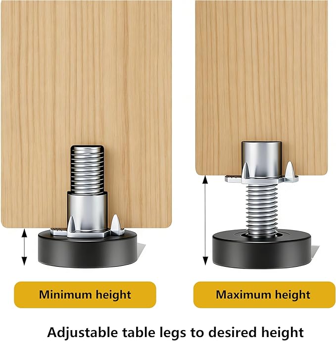 12 Pack 1/4"-20 UNC Furniture Leveling Feet, Adjustable Heavy Duty Leg Levelers for Tables, Chairs, Cabinets & Shelving Units - Screw-in Glides Replacement for Uneven Floors