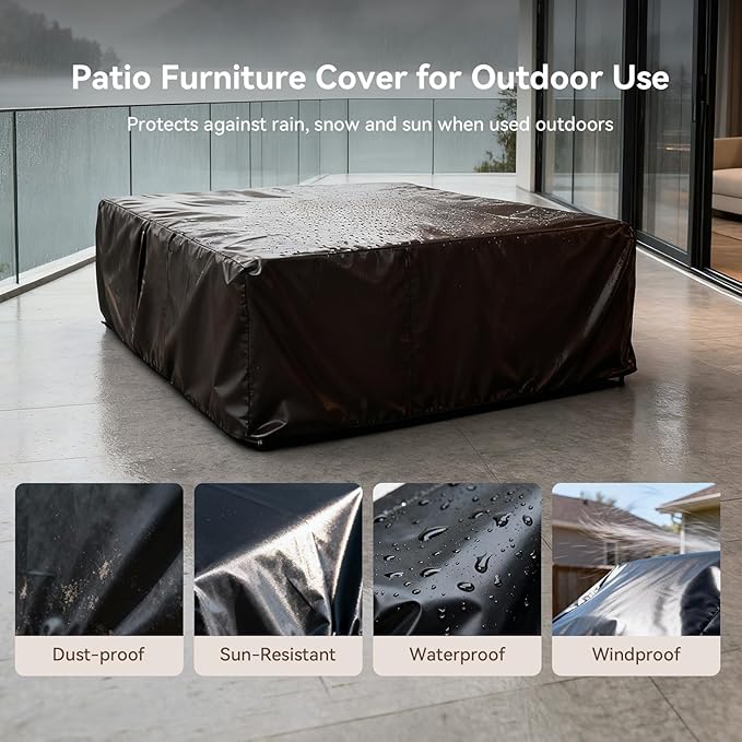 Aoxun Aluminum Patio Furniture Set, 4 Seats Luxury Metal Patio Conversation Sets with Coffee Table, Thick Cushions and Waterproof Cover, Sectional Outdoor Furniture Set for Backyard/Poolside, Beige