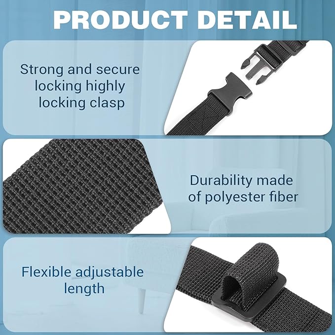 4 PCS Mattress Topper Straps, Black Portable 59" X 1.37" Mattress Packing Strap Adjustable Memory Foam Mattresses Moving Strap with Buckle for Home Mattresses Transport Storage